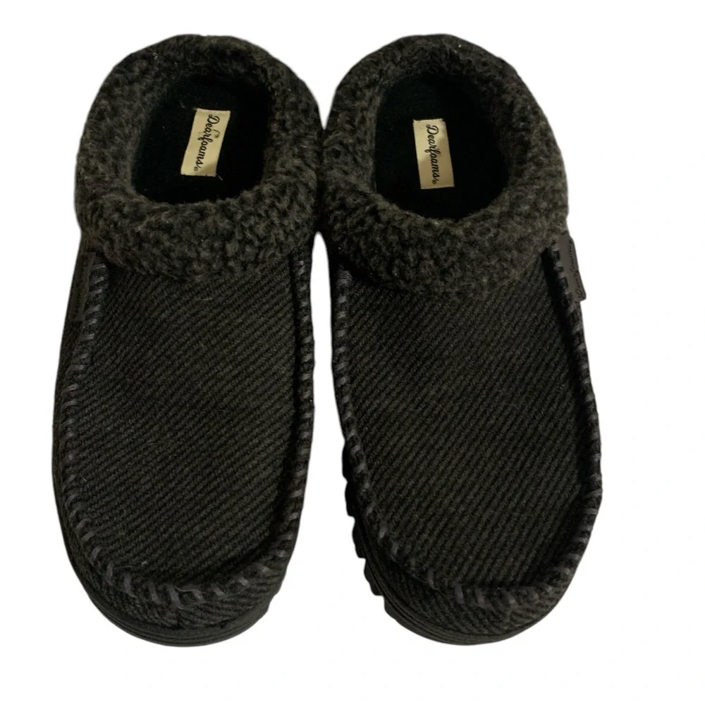 Dearfoams Men Gray Slip-On Slippers 11/12